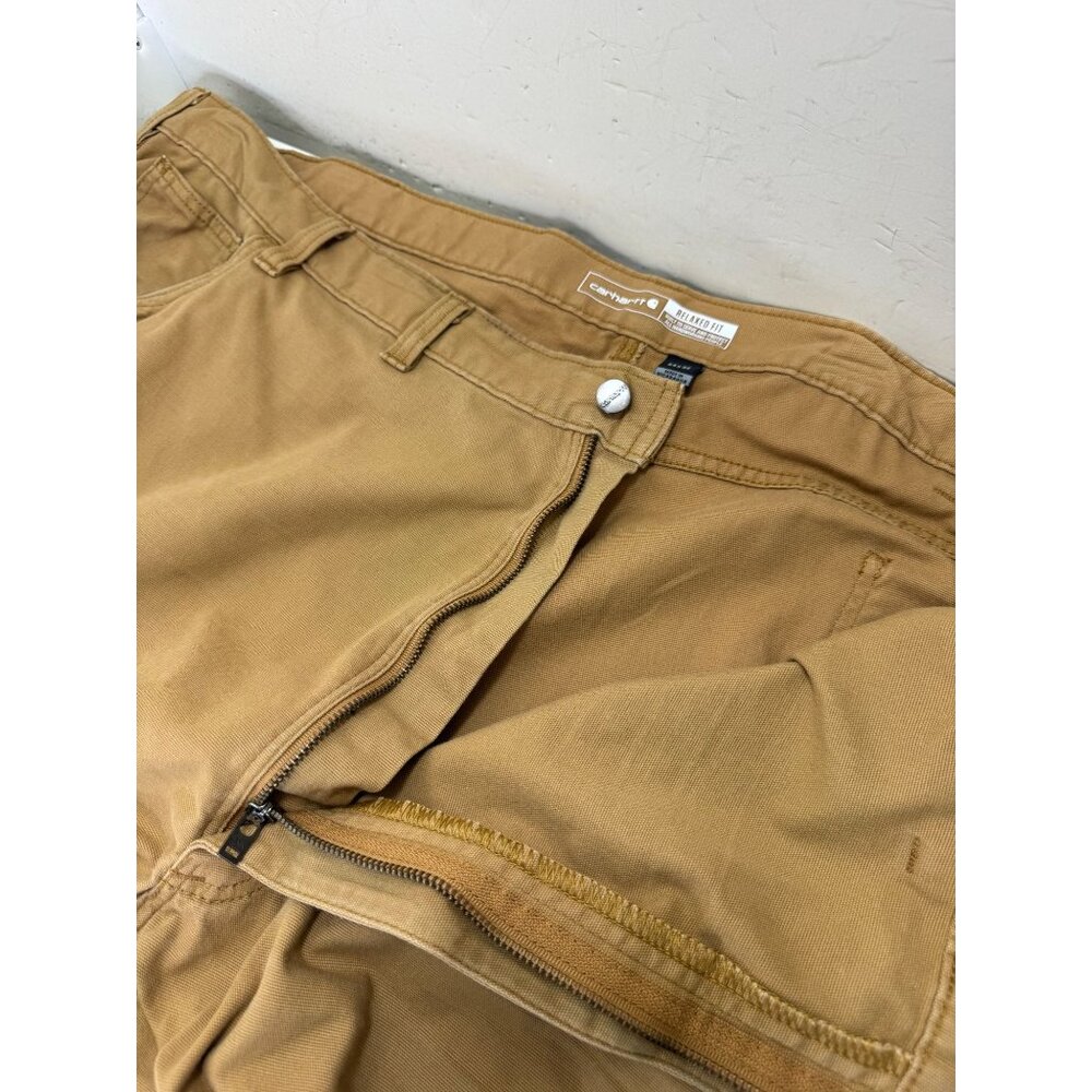 Carhartt Pants Mens 54X32 Relaxed Fit Canvas Khaki Tan Stretch Workwear BN2517-M - Picture 6 of 11